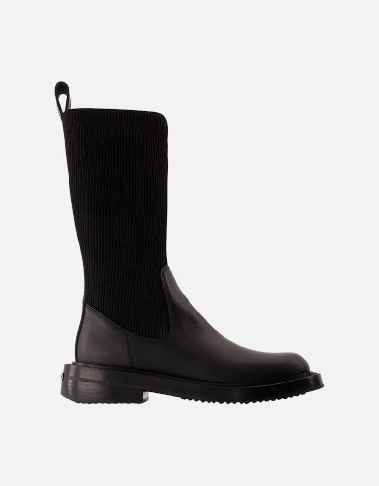 KnitTop Leather Ankle Boots