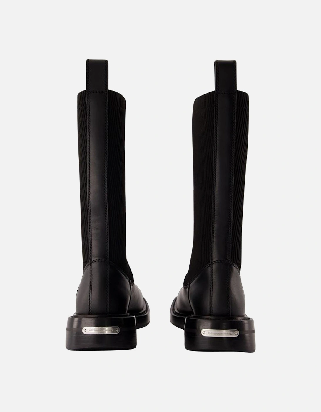 KnitTop Leather Ankle Boots