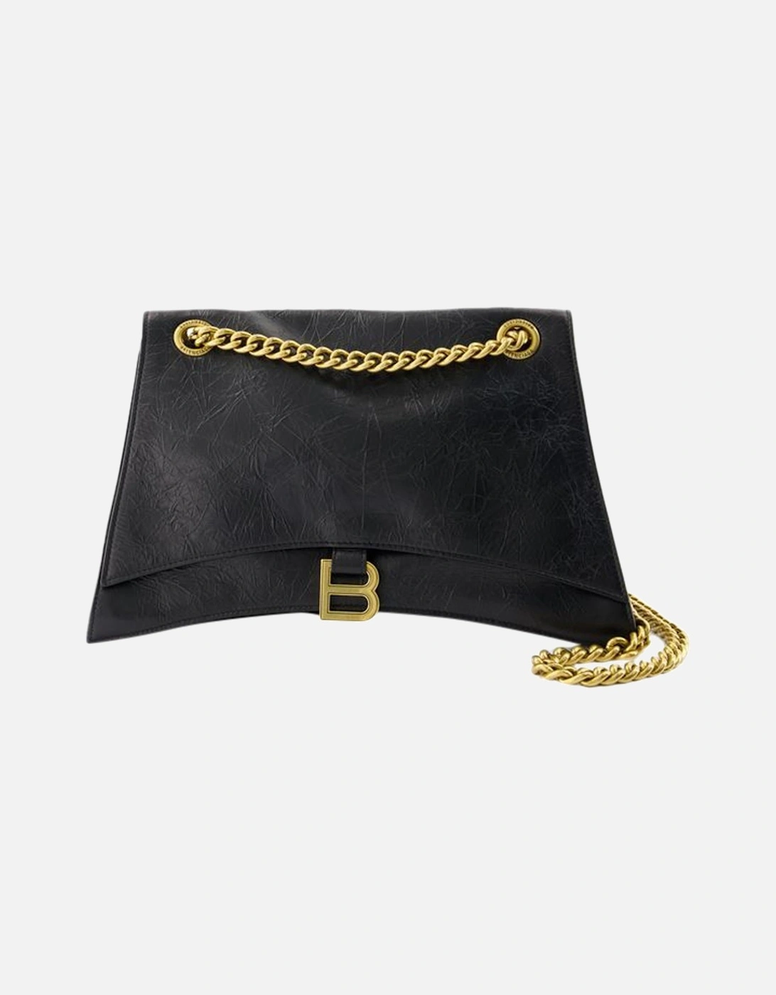 Leather Shoulder Bag with Crush Chain Detail, 5 of 4