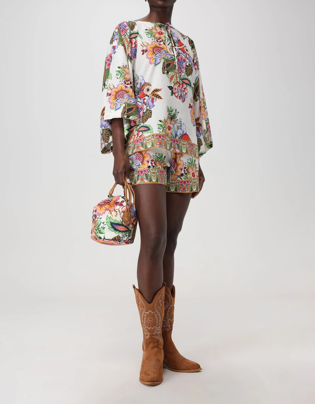 Floral Print Silk Loungewear Set