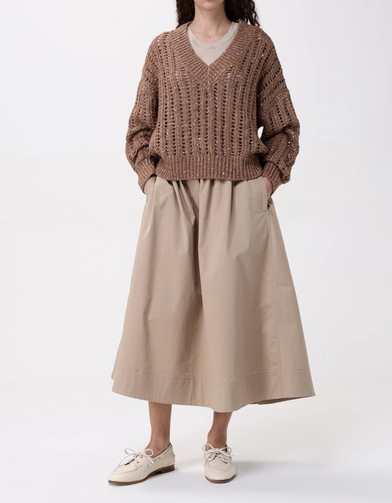 Sequined Knit VNeck Pullover