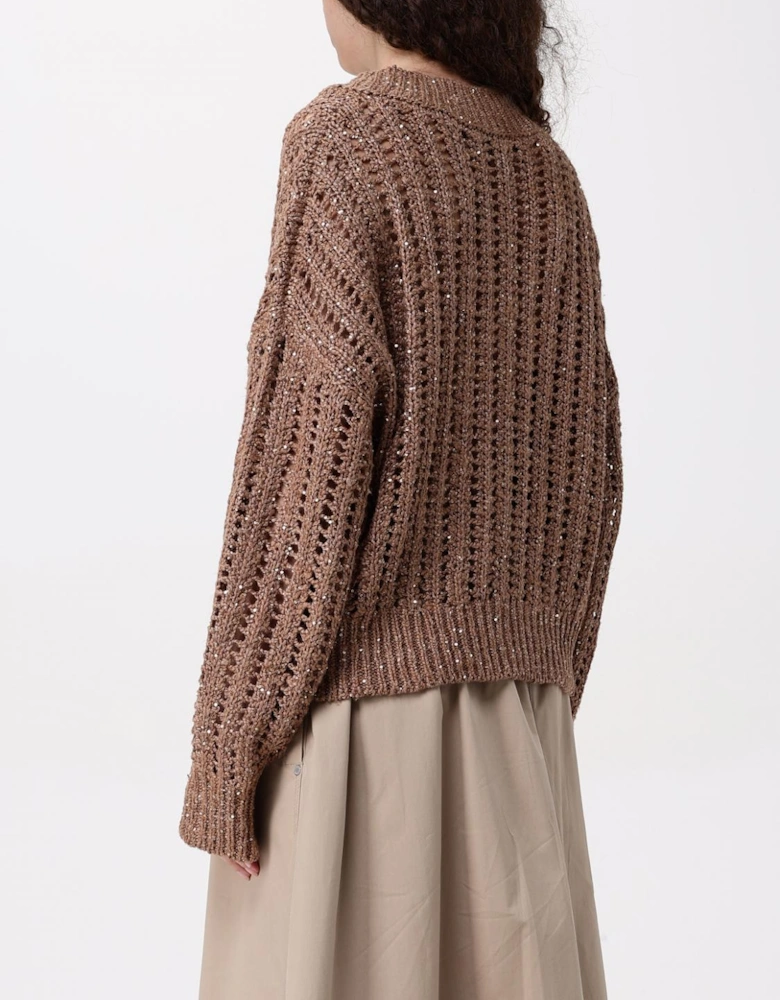 Sequined Knit VNeck Pullover