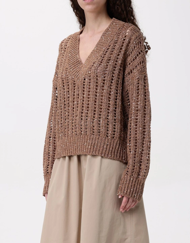 Sequined Knit VNeck Pullover