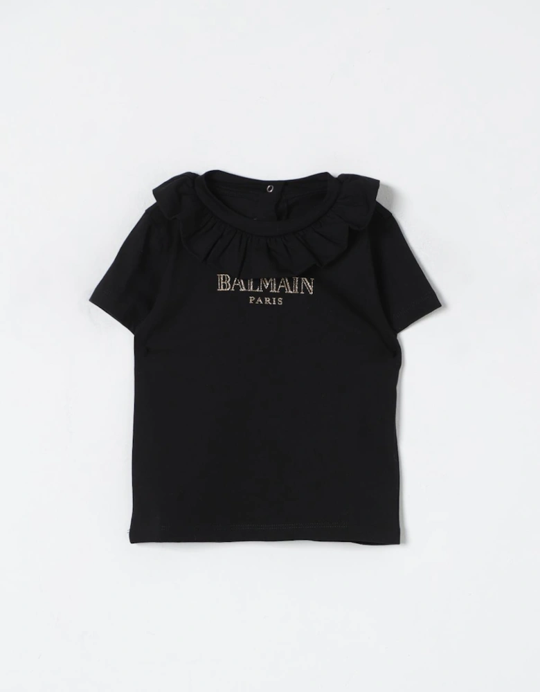 Girls Ruffled Collar Logo TShirt
