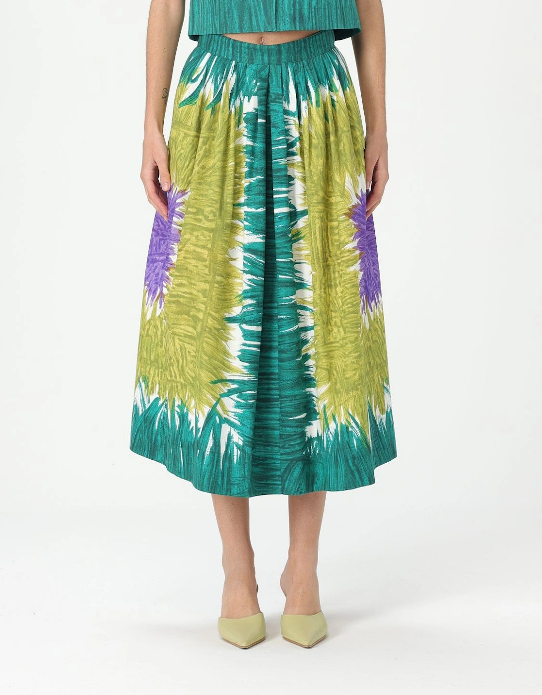 Printed Midi Skirt Pleated ALine, 2 of 1