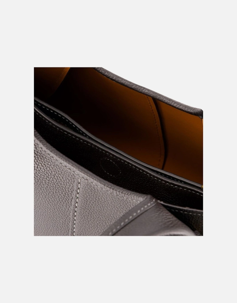 Leather Shoulder Bag with Top Handles and Crossbody Option