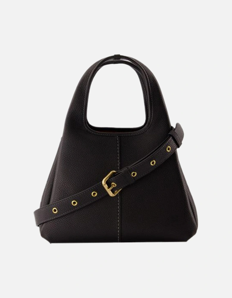 Leather Shoulder Bag with Top Handles and Crossbody Option