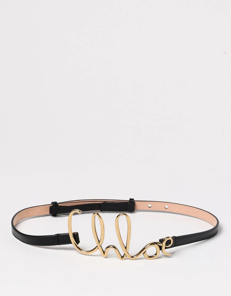 Refined Leather Belt with Metal Logo Accent Stylish Accessory for Outfit