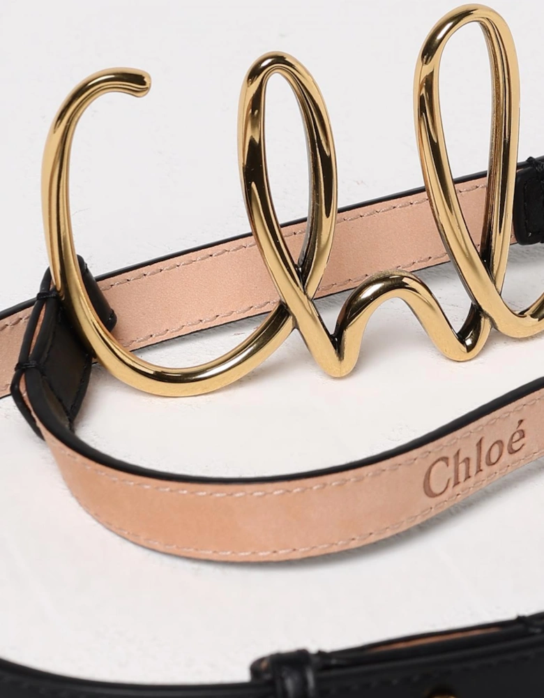 Refined Leather Belt with Metal Logo Accent Stylish Accessory for Outfit