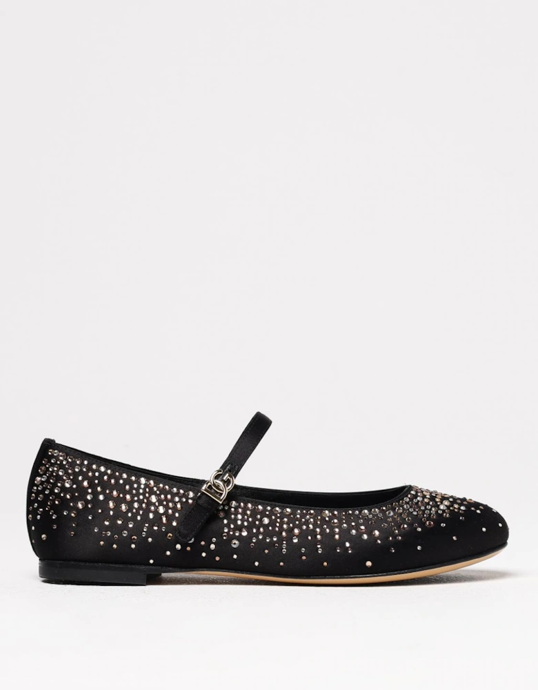 Embellished Satin Mary Jane Flats