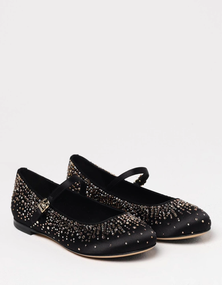 Embellished Satin Mary Jane Flats
