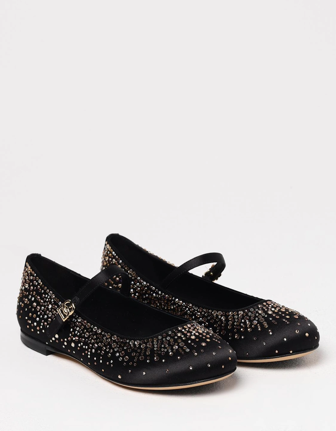 Embellished Satin Mary Jane Flats