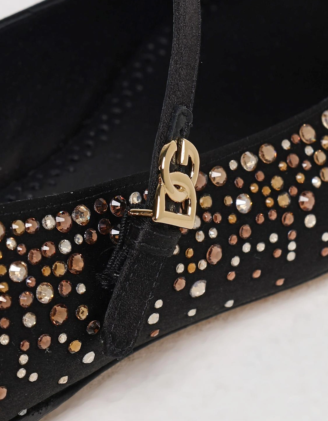 Embellished Satin Mary Jane Flats