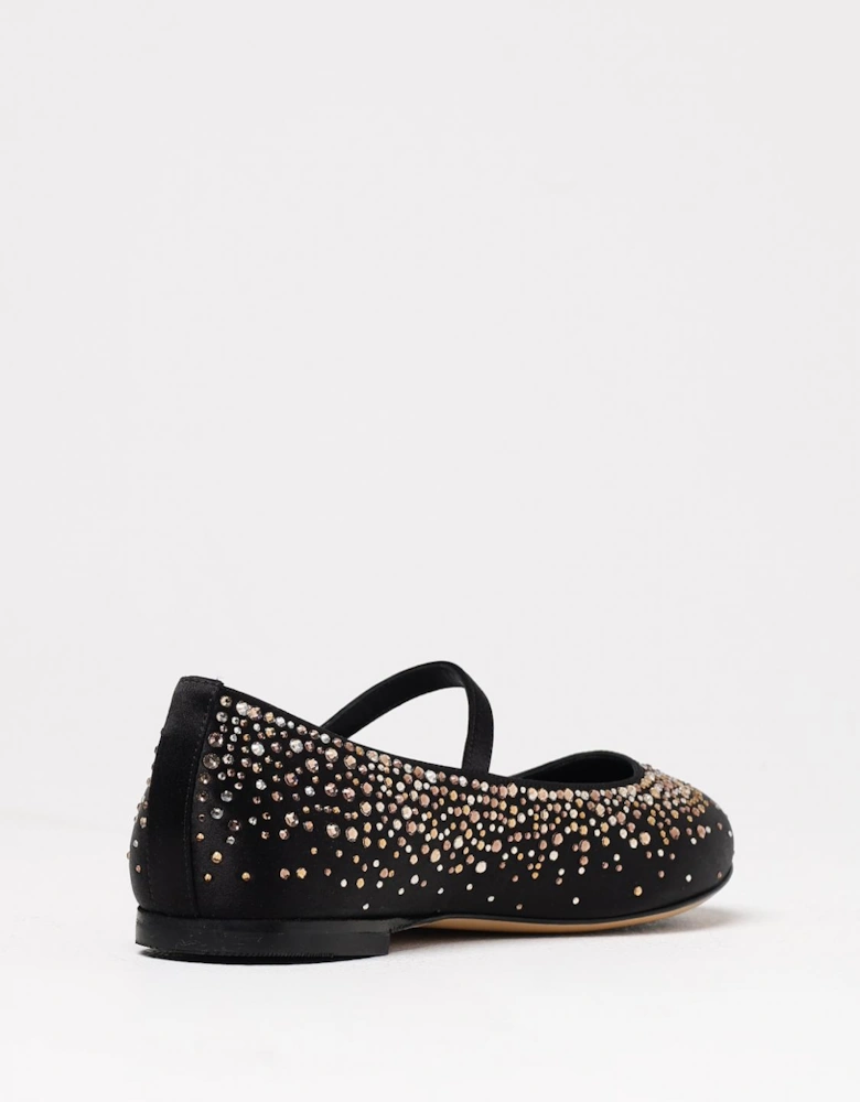 Embellished Satin Mary Jane Flats