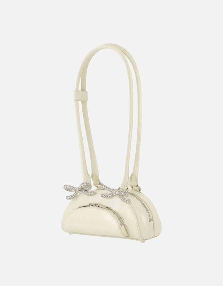 Curved Mini Leather Shoulder Bag with Top Handles