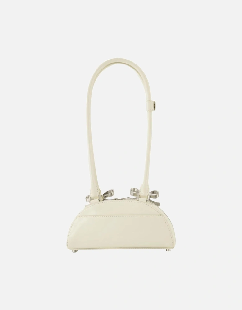 Curved Mini Leather Shoulder Bag with Top Handles