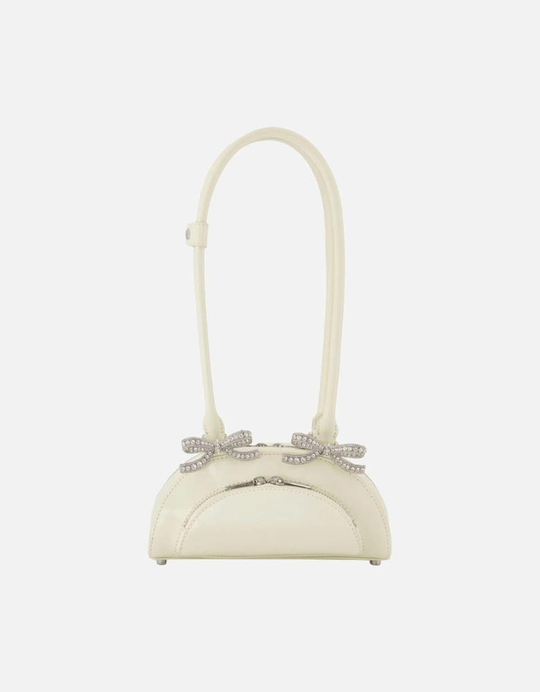 Curved Mini Leather Shoulder Bag with Top Handles