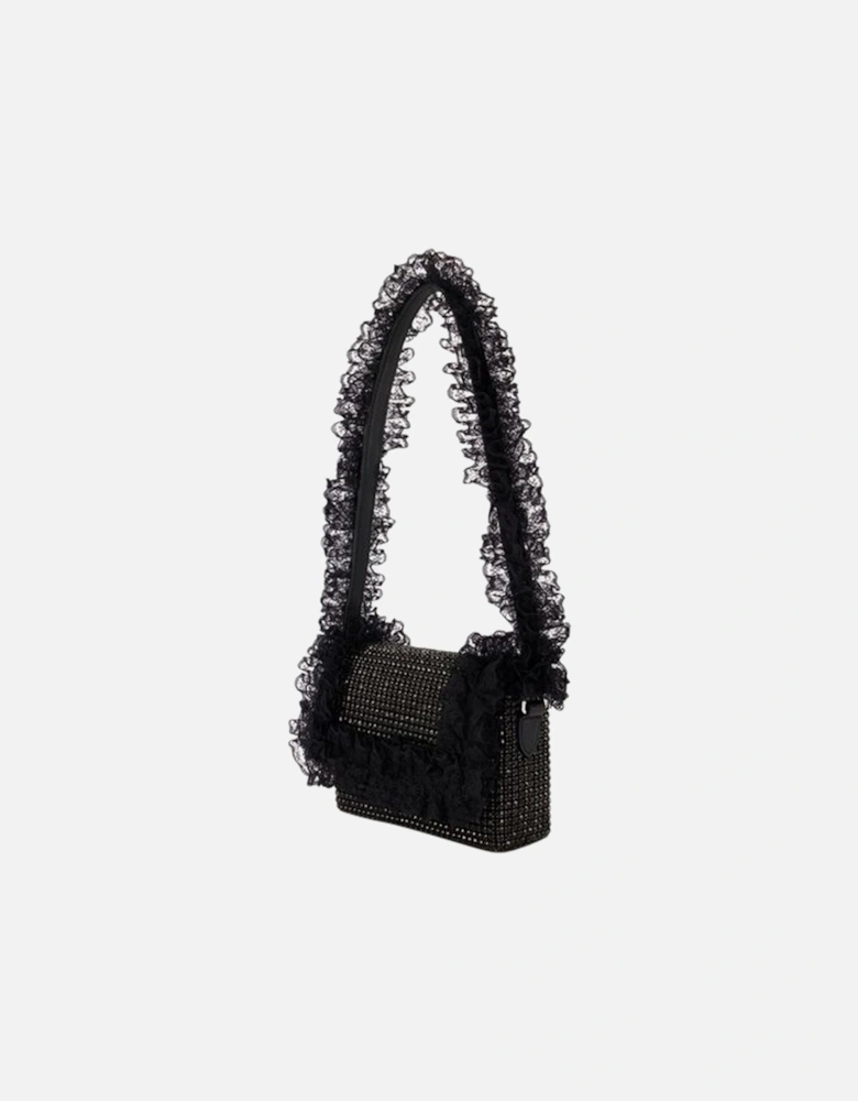Crystal Lace Detail Synthetic Bag with Top Handle