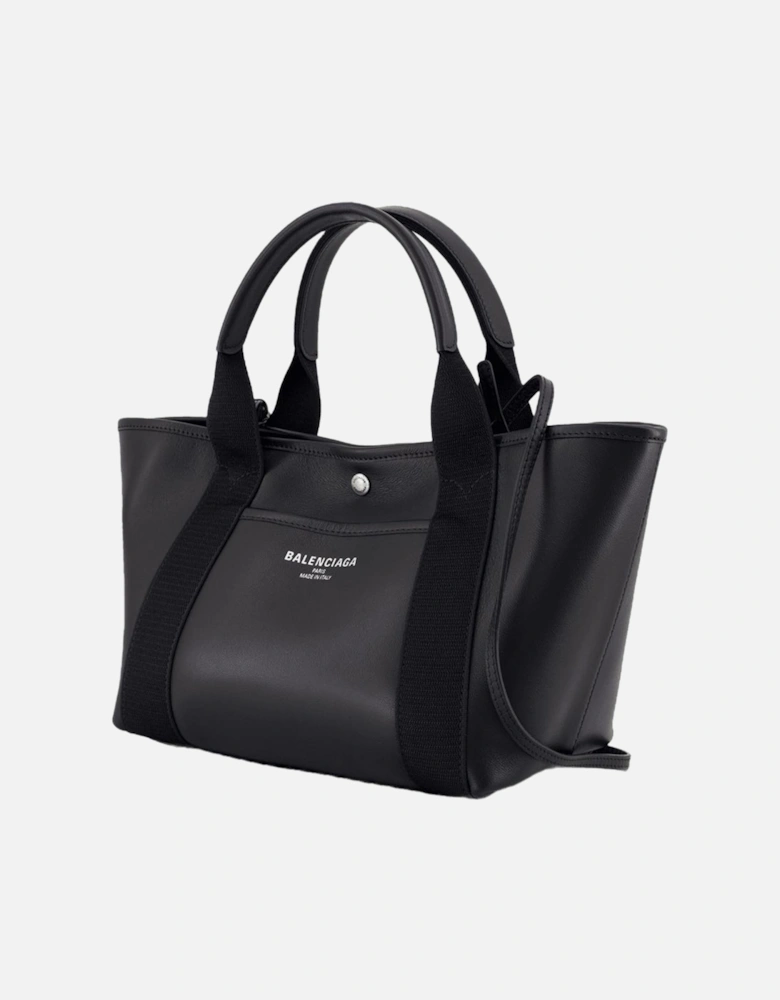 Navy Revamp Small Shopper Bag in Smooth Leather