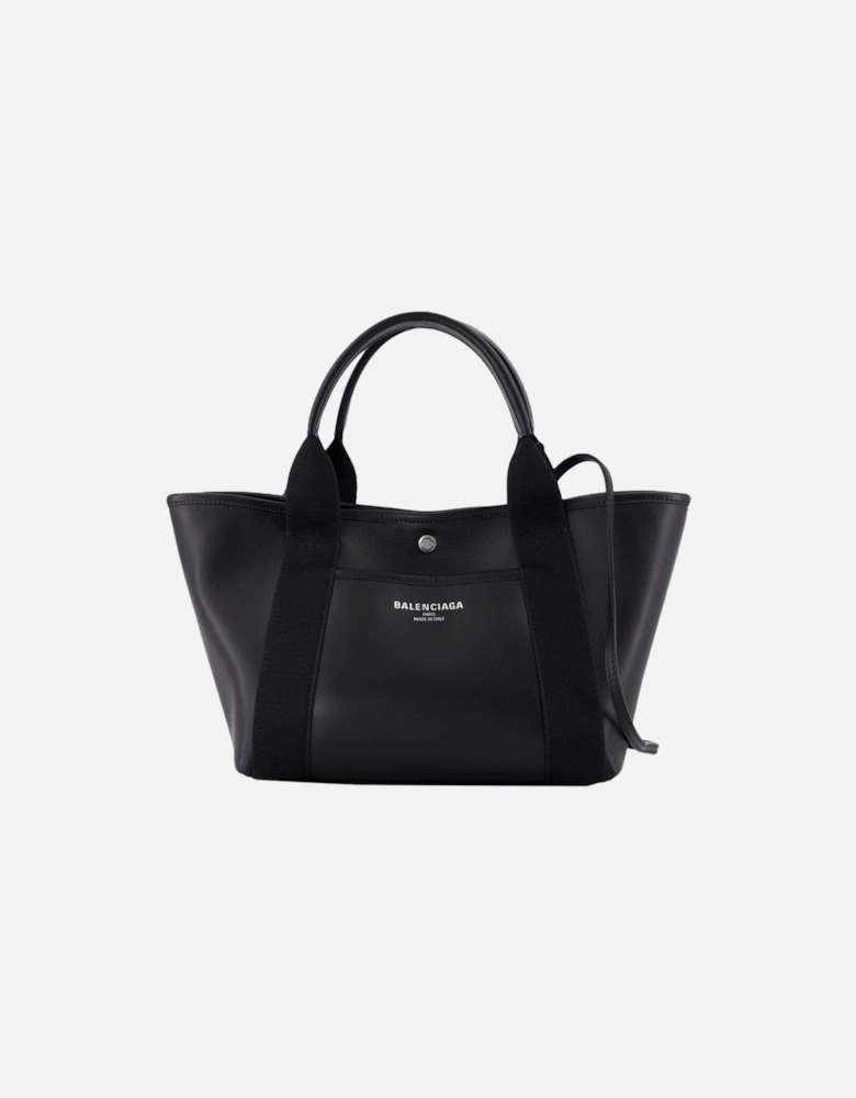 Navy Revamp Small Shopper Bag in Smooth Leather