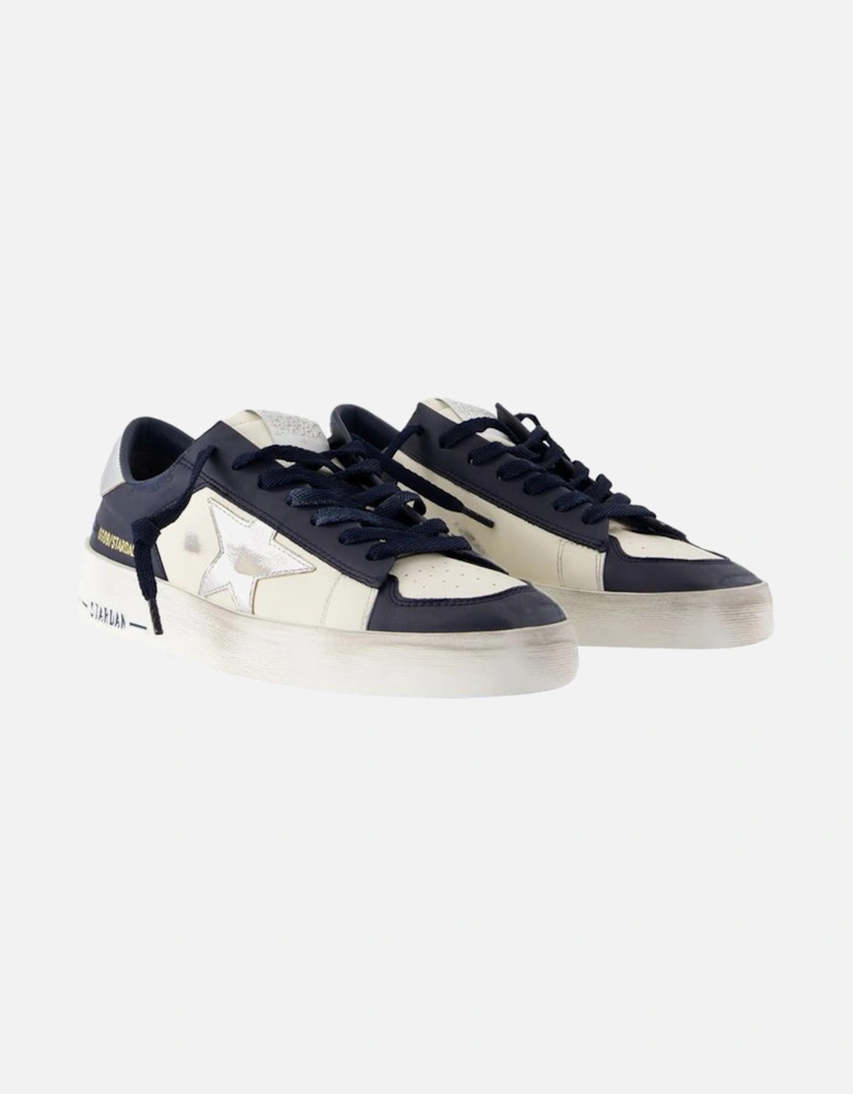 Smooth Leather Round Toe Lace-Up Sneakers