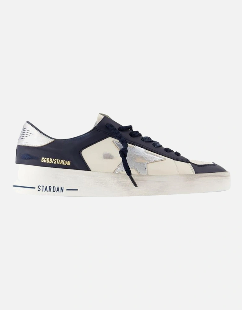 Smooth Leather Round Toe Lace-Up Sneakers