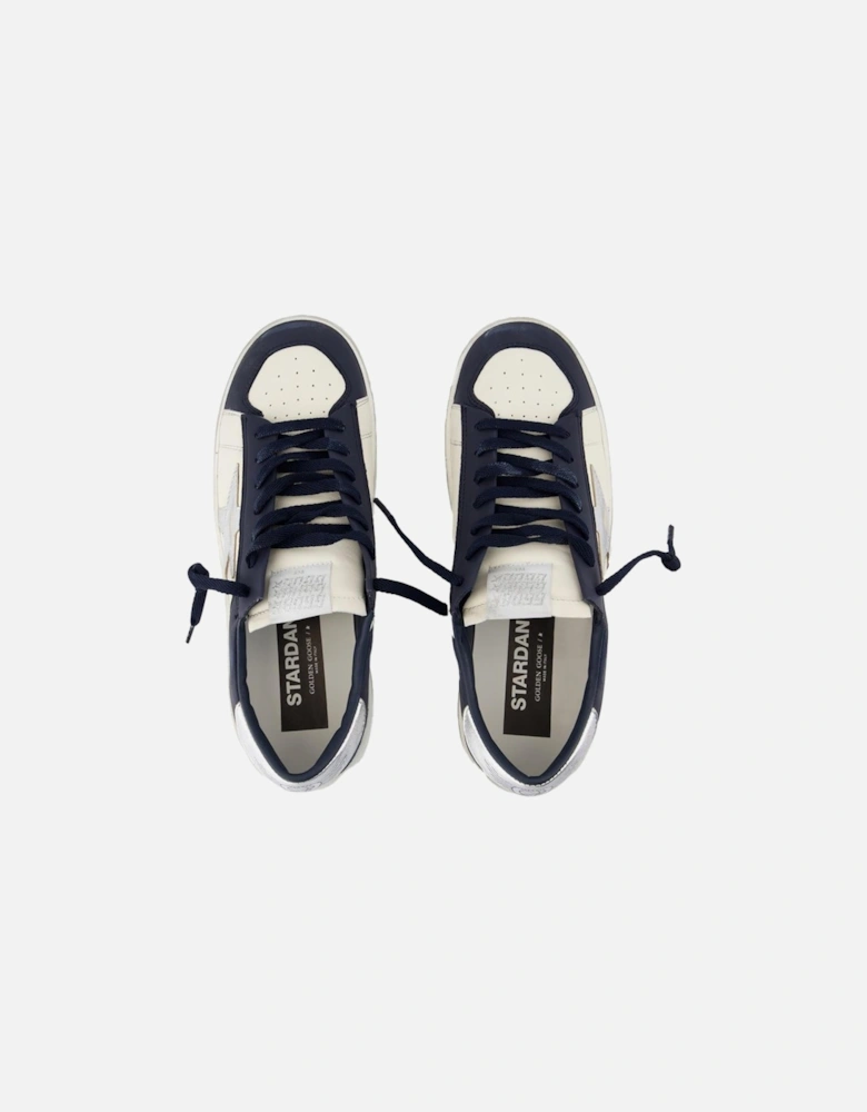 Smooth Leather Round Toe Lace-Up Sneakers