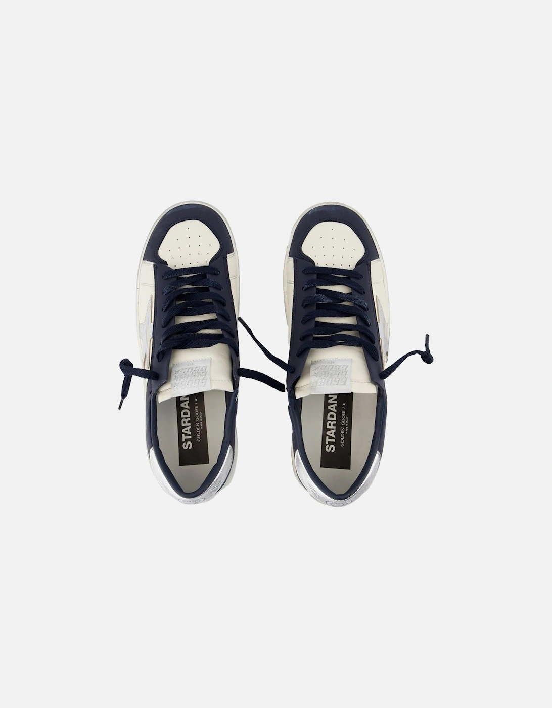 Smooth Leather Round Toe Lace-Up Sneakers