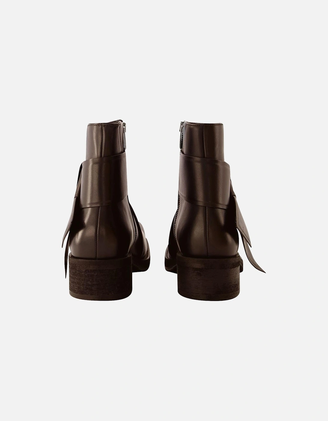 Square Toe Leather Ankle Strap Boots