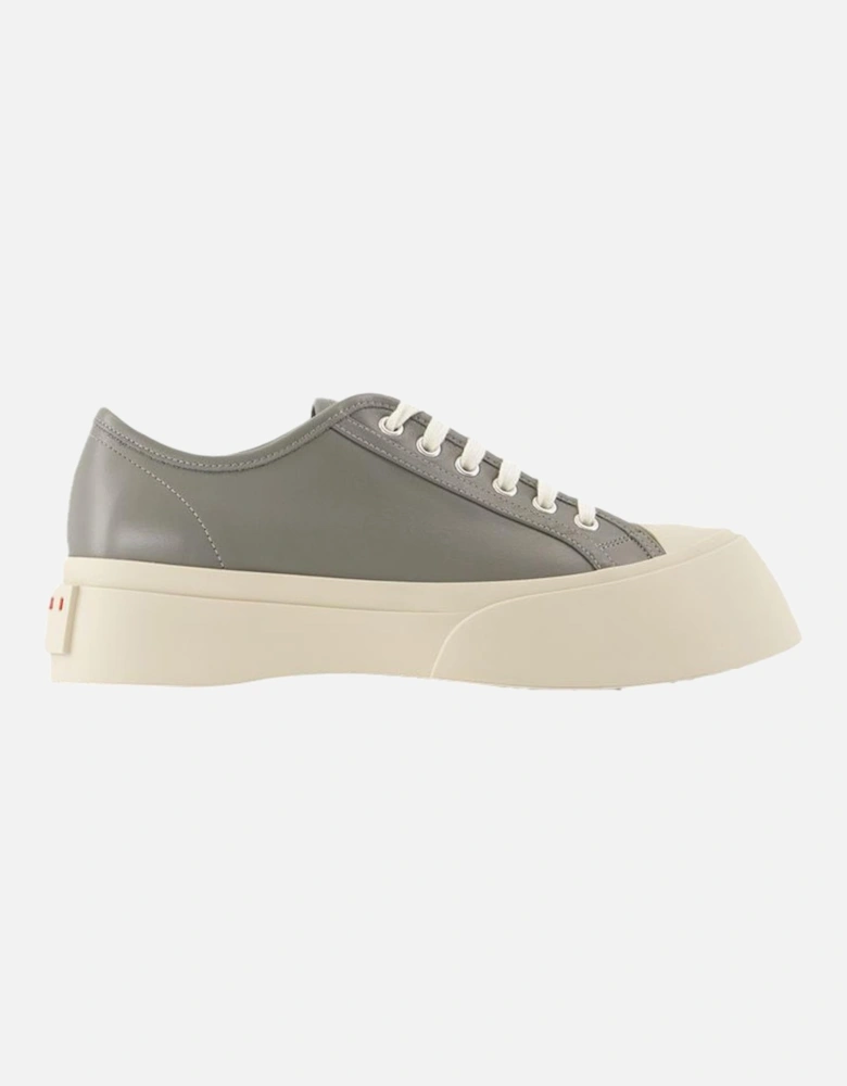 Leather Calfskin Sneakers with Round Toe and Top Laces