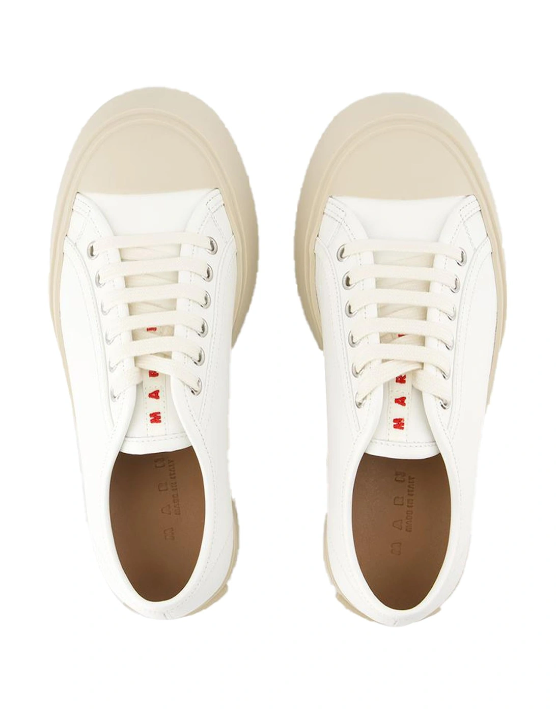 Laced Up Leather Sneakers with Round Toe