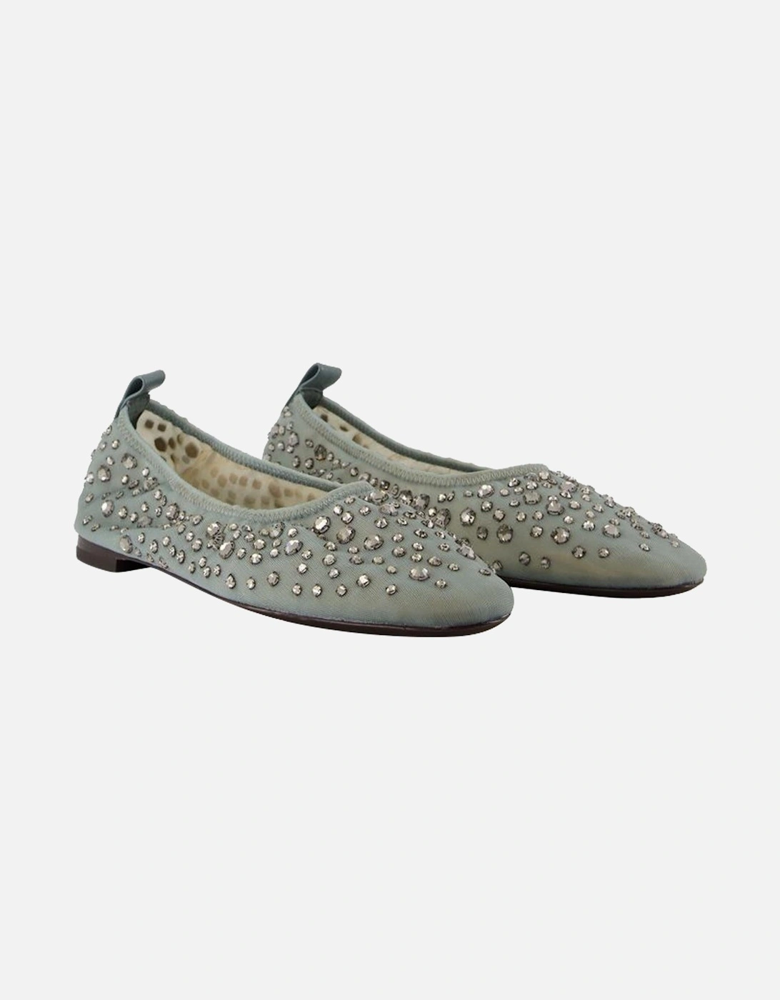 Crystal Embellished Nylon Ballerinas