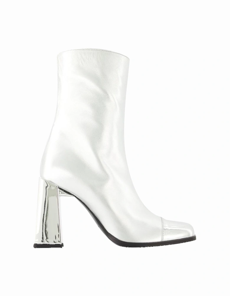 Silver Leather Ankle Boots