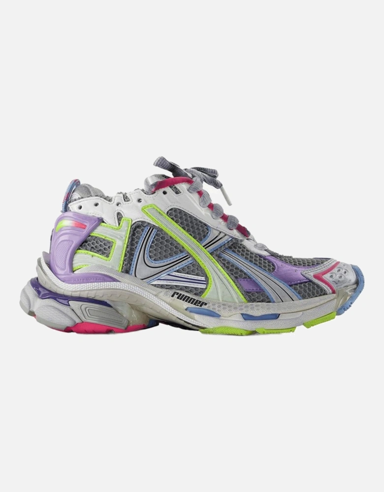 Gradient Runner Synthetic Sneakers with Round Toe and Lace-Up Closure