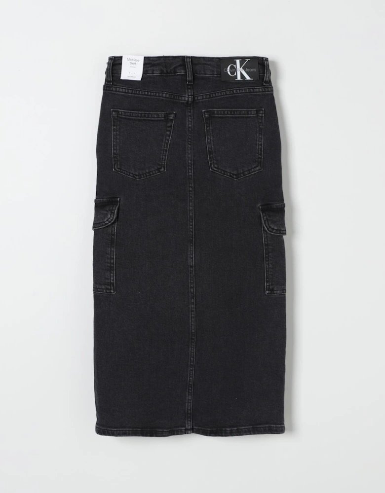 Denim Midi Cargo Skirt