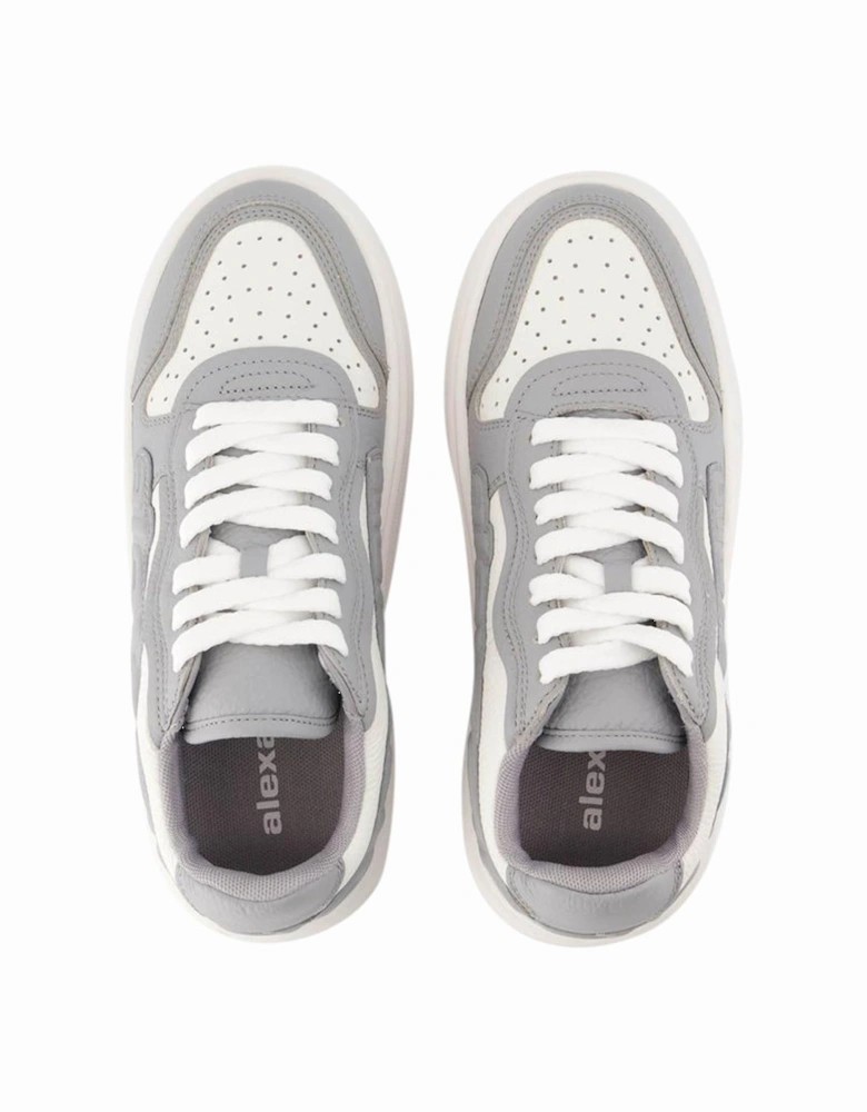 Puff Embossed Calf Leather Sneakers with Round Toe and Lace Closure
