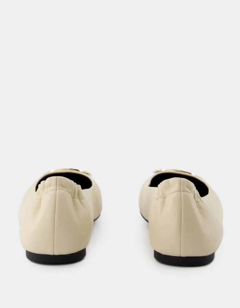 Claire Cap-Toe Leather Ballerinas with Brass Details