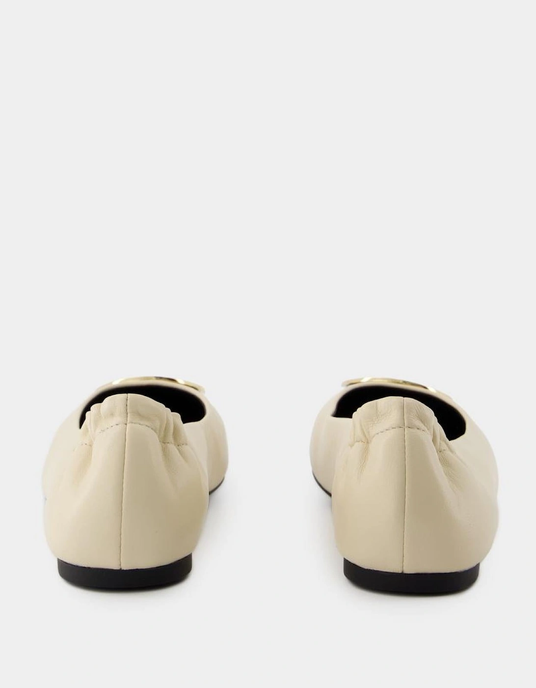 Claire Cap-Toe Leather Ballerinas with Brass Details