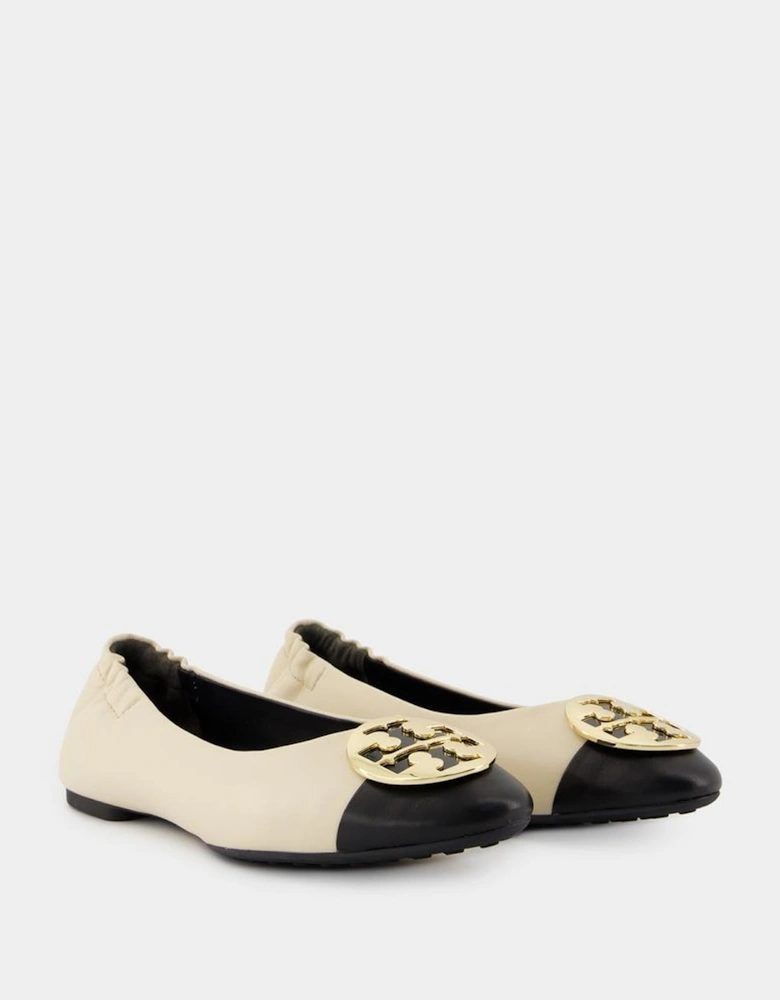 Claire Cap-Toe Leather Ballerinas with Brass Details