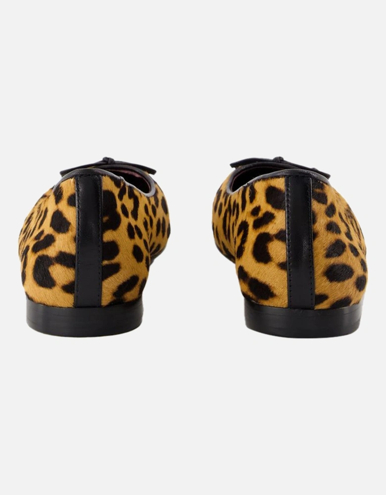 Cap Toe Leather Ballerinas with Printed Design