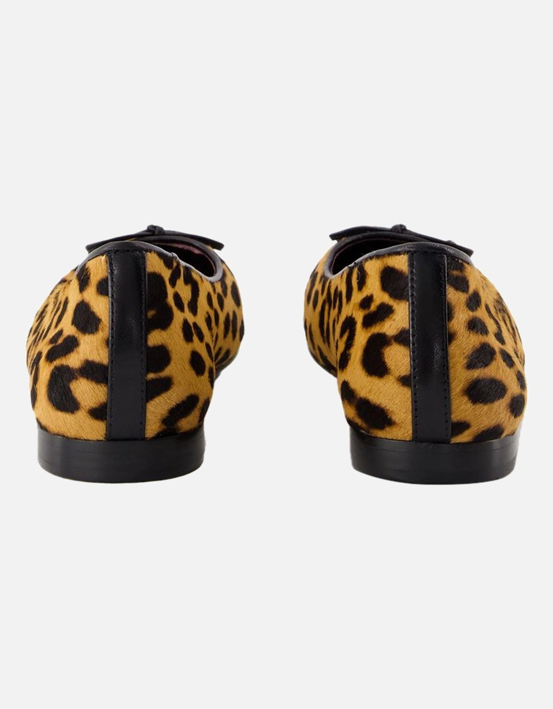 Cap Toe Leather Ballerinas with Printed Design