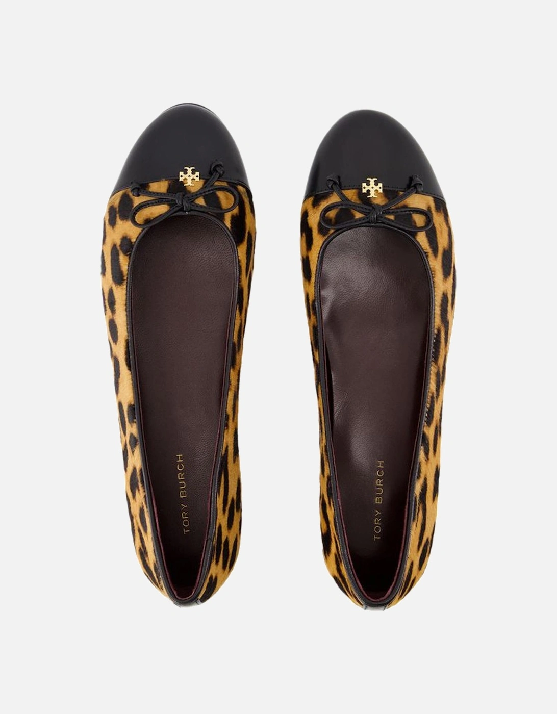 Cap Toe Leather Ballerinas with Printed Design