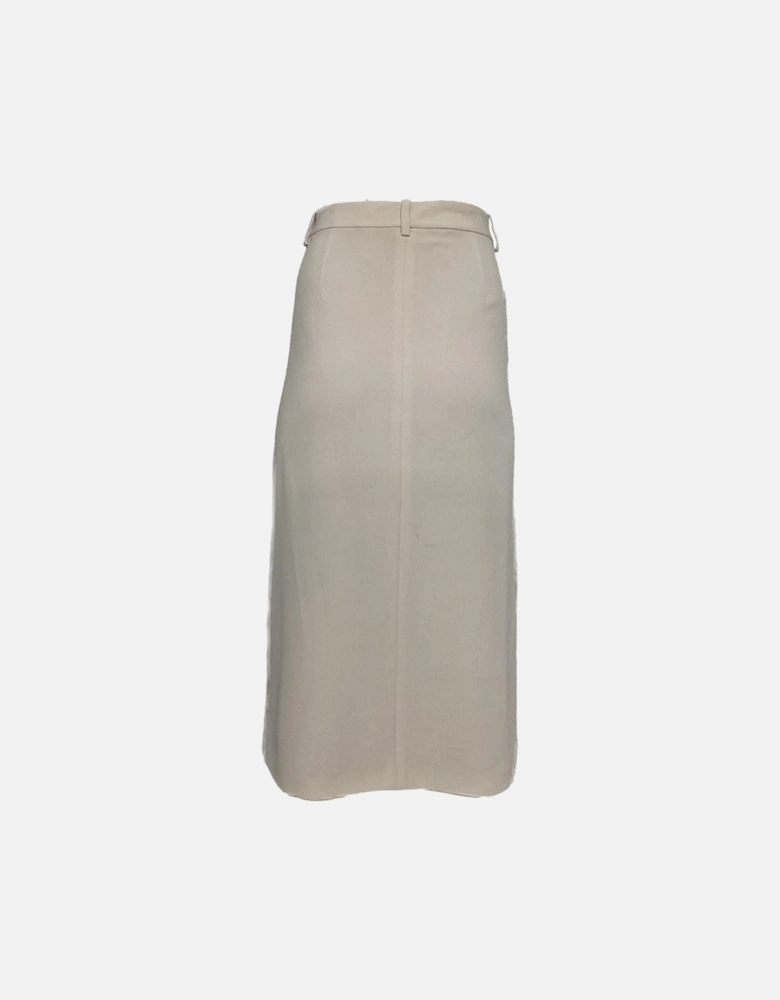 Pencil Skirt Front Slit Beige