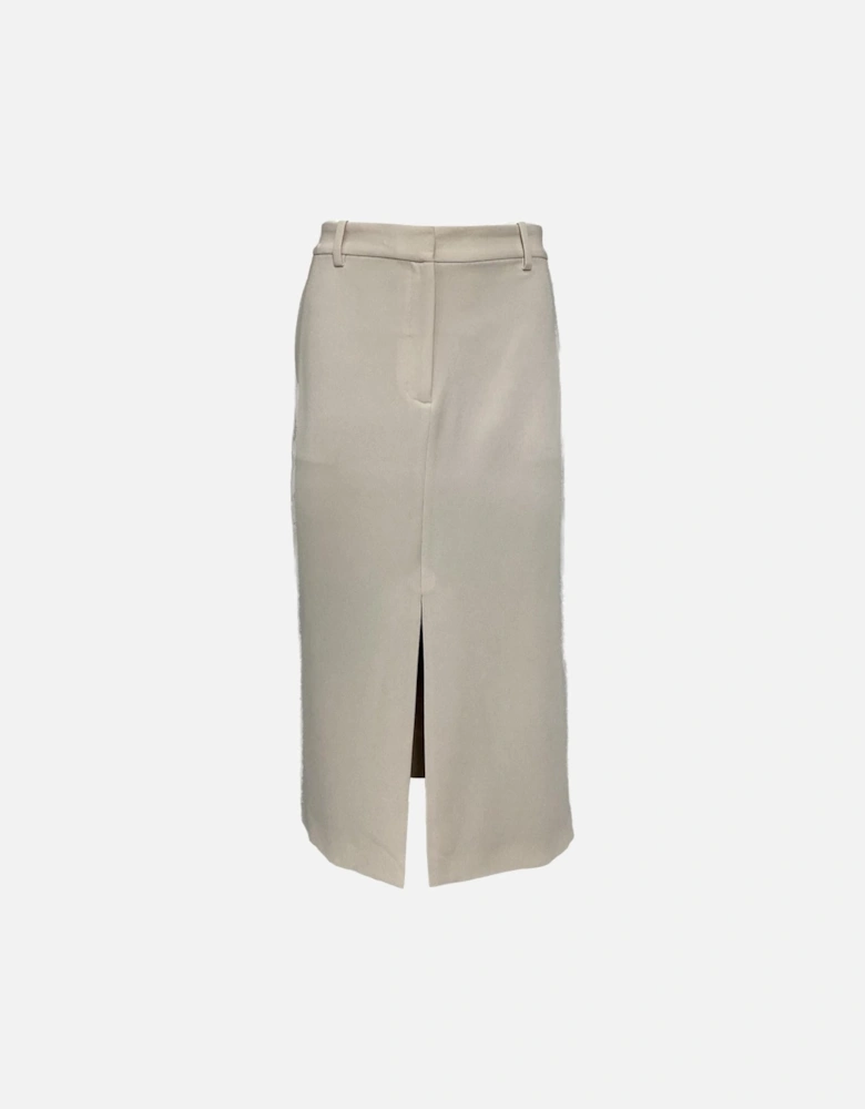 Pencil Skirt Front Slit Beige