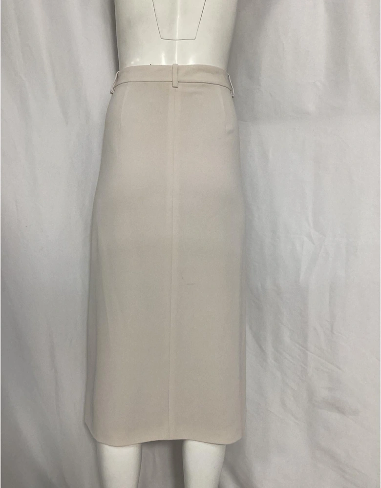 Pencil Skirt Front Slit Beige