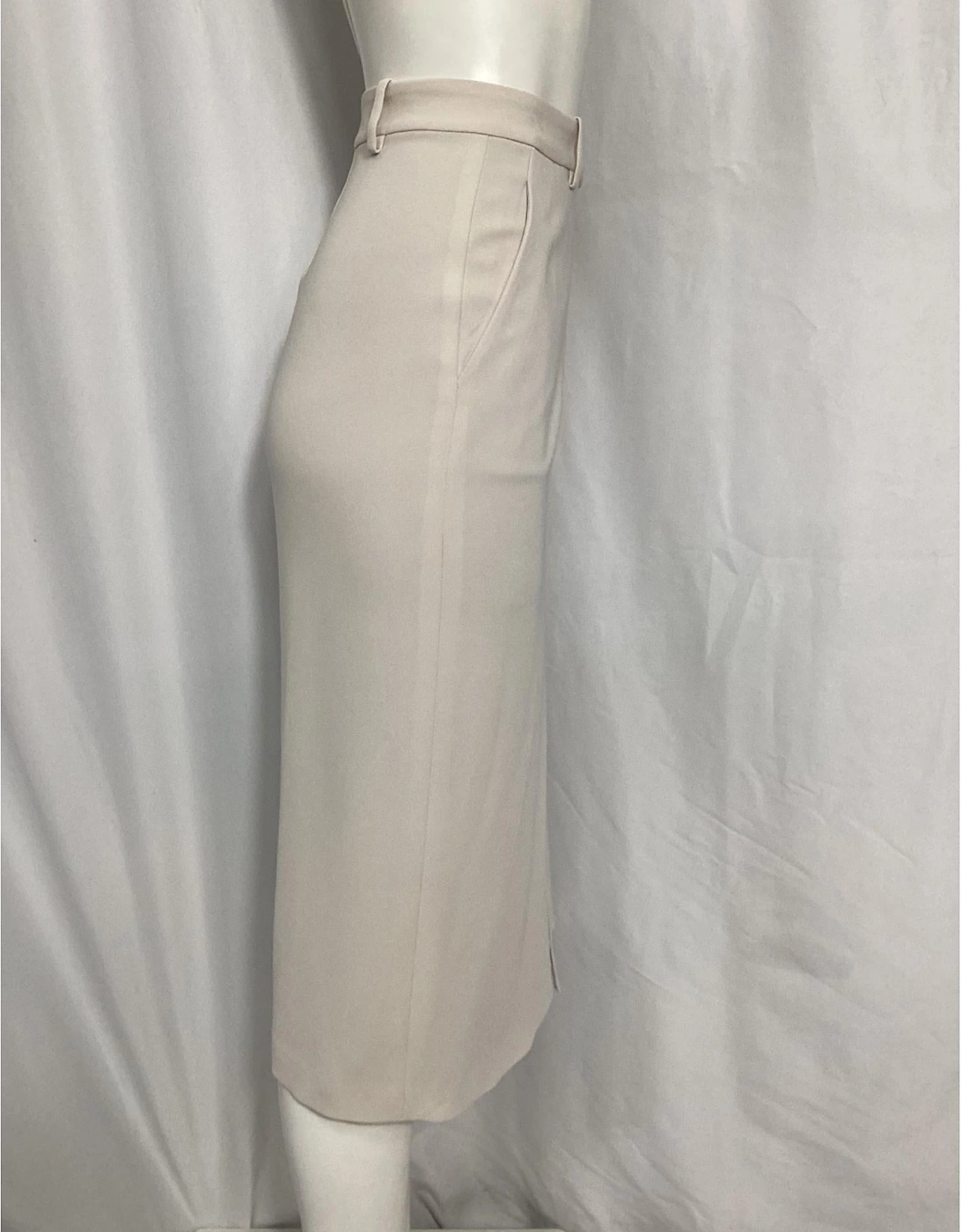 Pencil Skirt Front Slit Beige