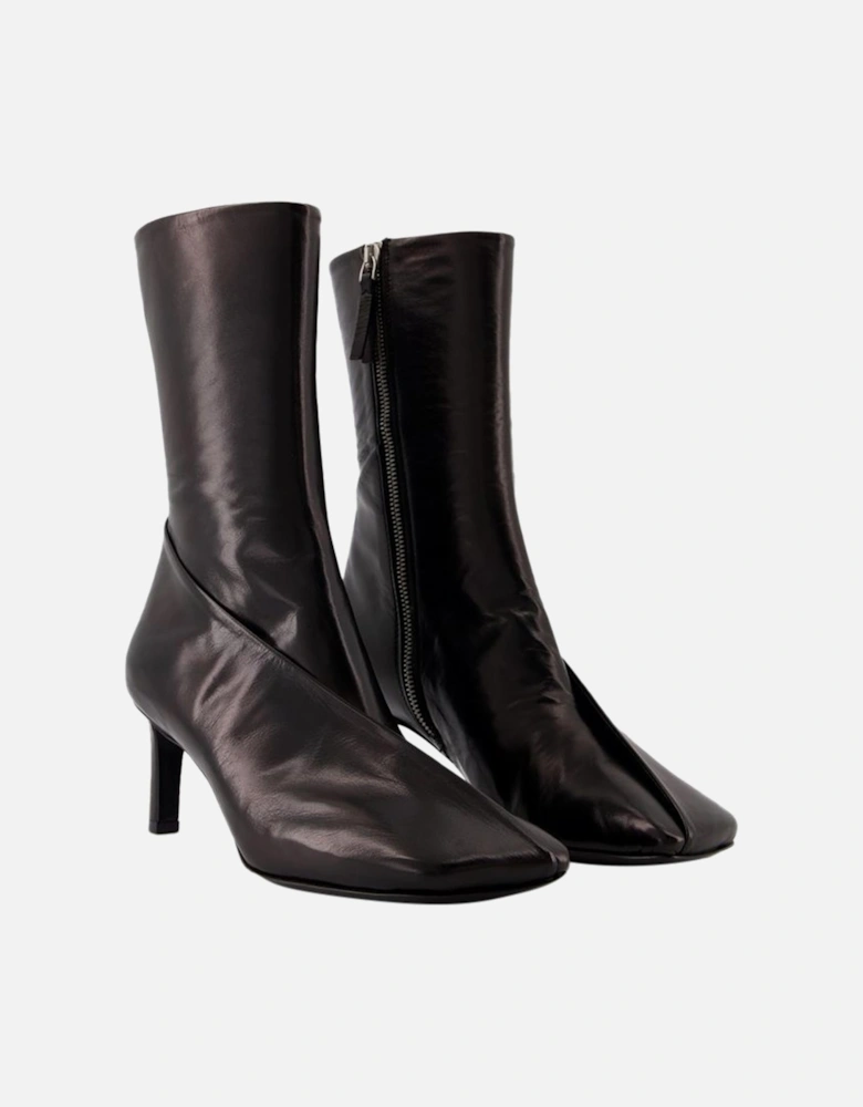 Leather MidCalf Boots Pointed Toe