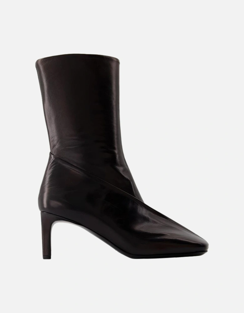 Leather MidCalf Boots Pointed Toe