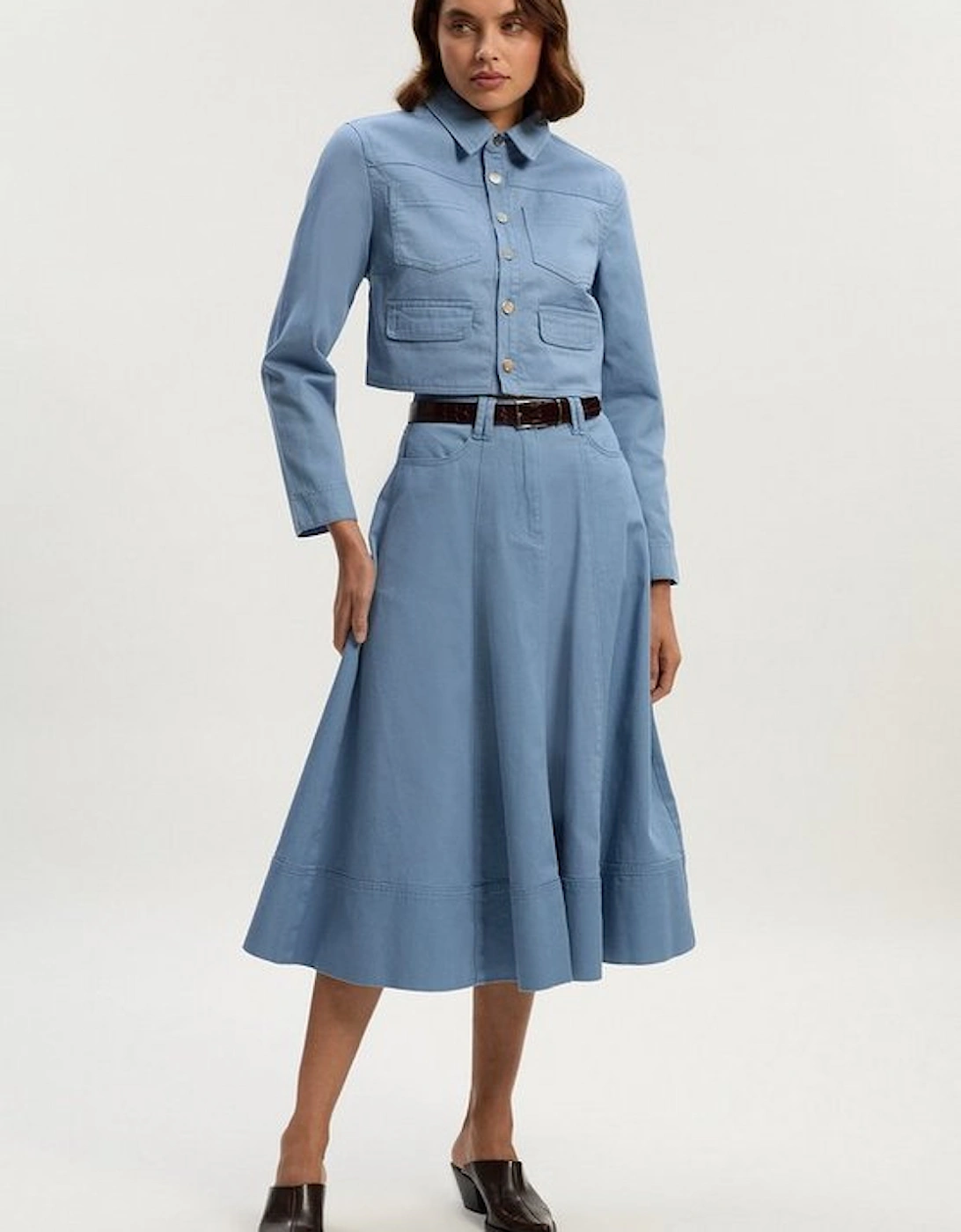 Denim 5 Pocket Midi Skirt, 2 of 1
