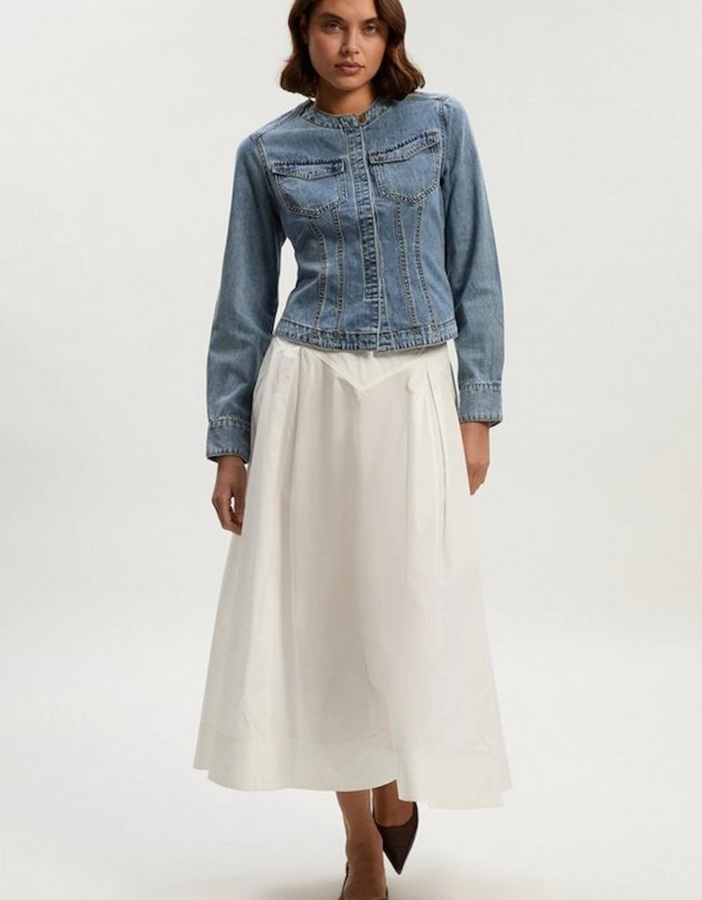 Denim Collarless Tailored Western Shirt